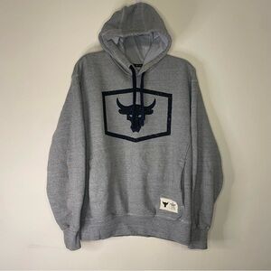Men's Under Armour Project Rock Gray Bull Hoodie Sweatshirt Cozy Warm